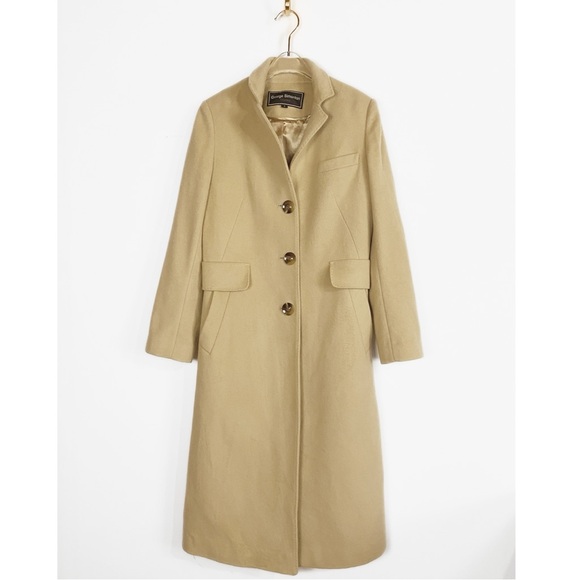 George Simonton Womens Fine Wool & Cashmere Classic Tan Trench Coat Size 4 - Picture 1 of 14